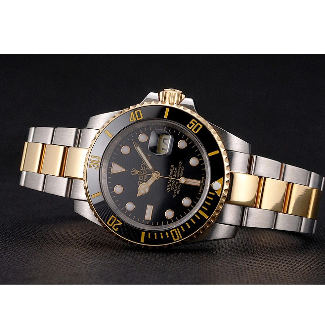 AAA Replica Watches Gold Submariner Black Tone And Steel Two Dial Bezel Swiss Rolex Bracelet 0622